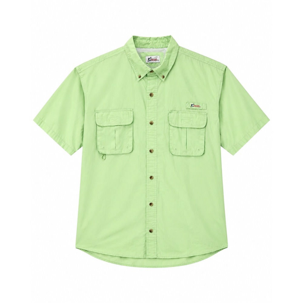 World Wide Sportsman‎ Men XL Fishing Shirt Green Vented Button Up Pockets